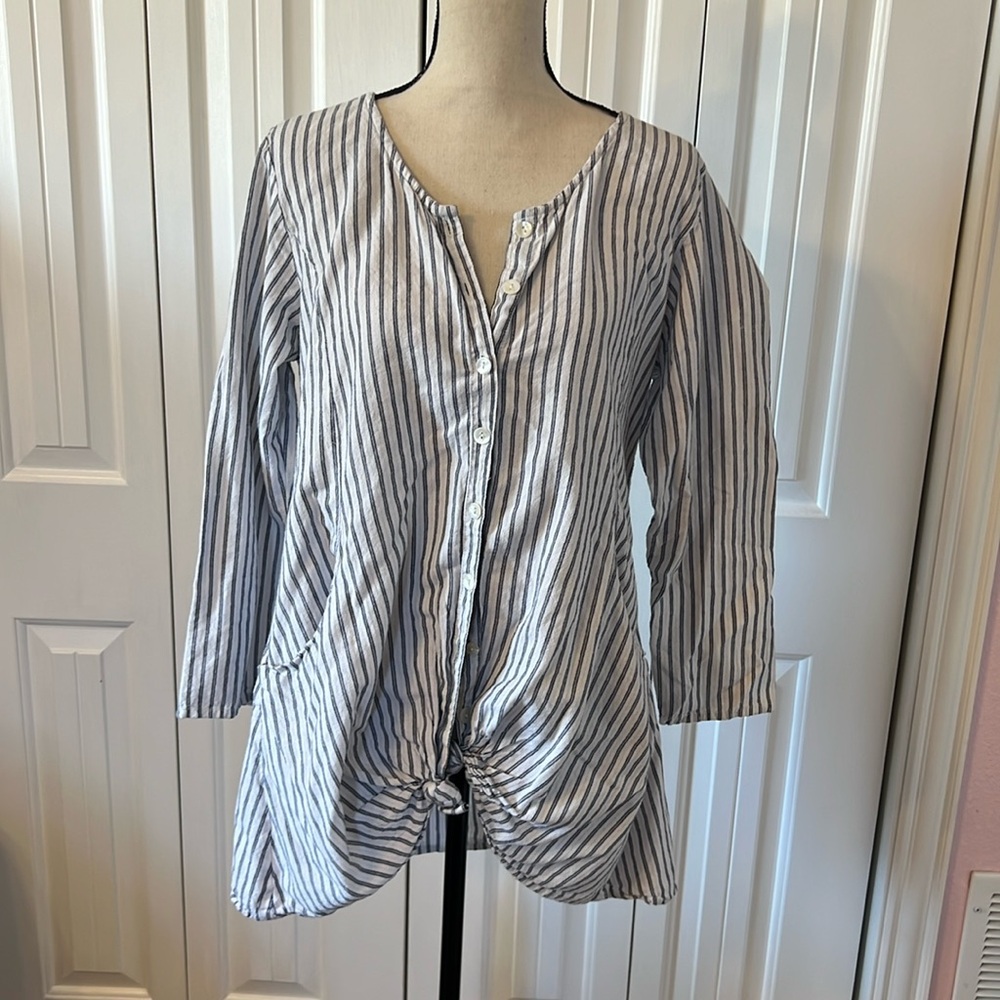 Tulip Black and White Stripe blouse